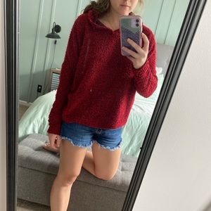 Red and black sweatshirt